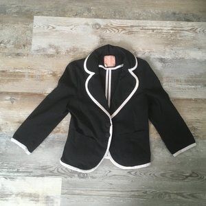 Black Pins & Needles cropped blazer with white trim, size S